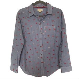 Maeve long sleeve floral striped button down shirt